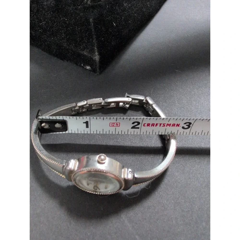 VTG Precision by Gruen Round Two Tone Ladies Cuff Watch with Mother of Pearl